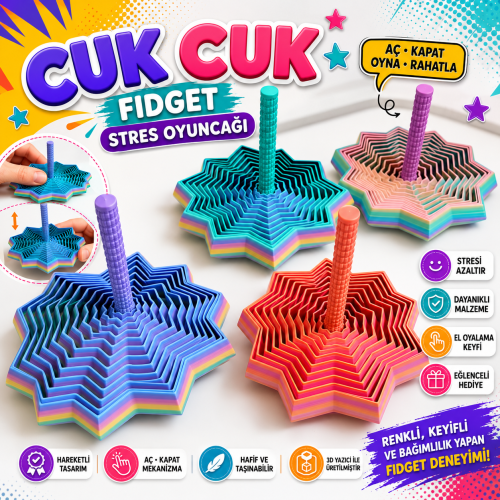Cuk Cuk Renkli Fidget Stres Oyuncağı